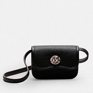 New Coachtopia Black Wavy Wallet With Crossbody Strap